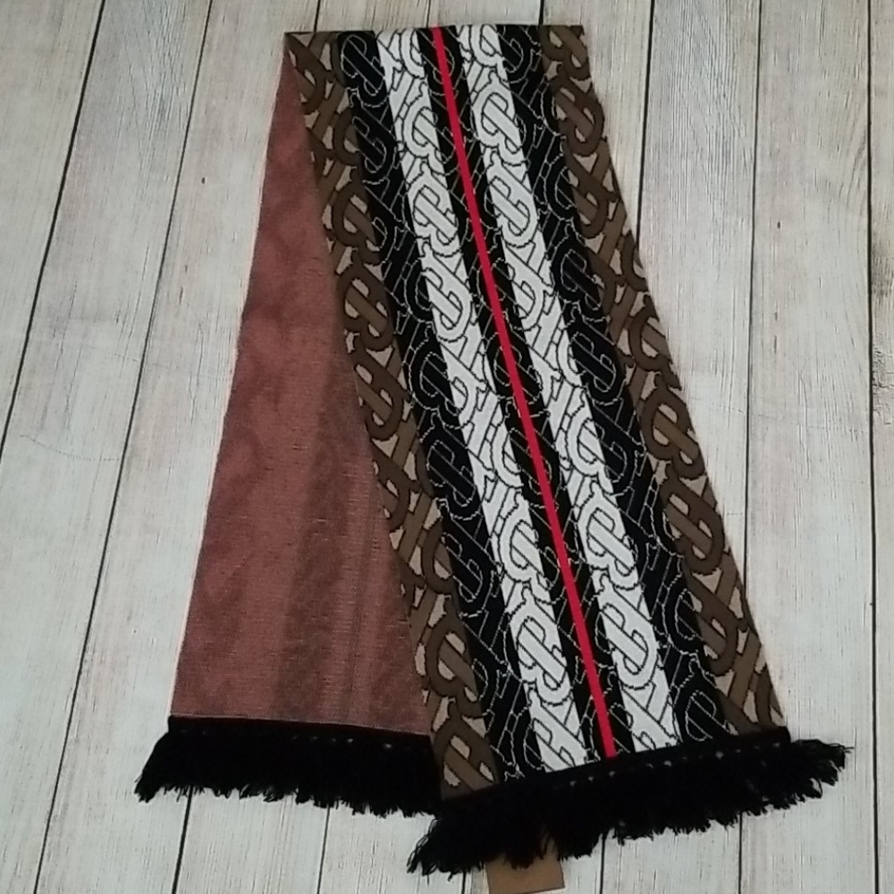 New Burberry Unisex Monogram Stripe Cashmere Scarf - Picture 7 of 14
